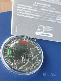 5 euro 150° nascita Marconi e 100° 1^ Radio Trasm.