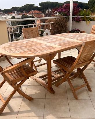 tavolo da esterno in teak con sedie