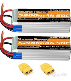 

2 PZ. Batterie Lipo 5200mah 6S 22,2V 50C XT90 RC