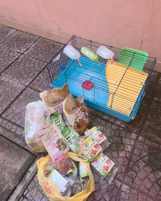 Gabbia per roditori o conigli nani con accessori
