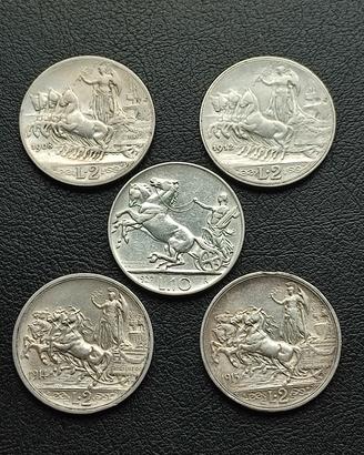 5 monete Regno Argento 90€