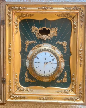 Orologio XVIII sec. dorato in legno