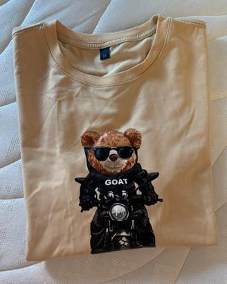 T-shirt beige Uomo M - teddy bear GOAT Moto