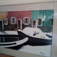 Quadro “Barche a Murano con neve”