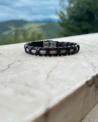 Bracciale pelle e acciaio stainless steel