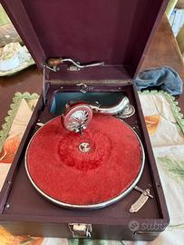 Grammofono meccanico portatile a manovella