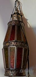 lanterna Lampada metallo vetro colorato 