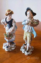 Statuette agresti porcellana Capodimonte vintage