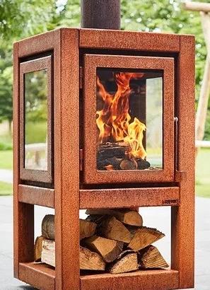 Caminetto in Corten da esterno Quaruba XL Mobile