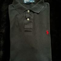 Polo Maniche Corte Ralph Lauren Nera Logo Rosso L