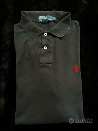 Polo Maniche Corte Ralph Lauren Nera Logo Rosso L