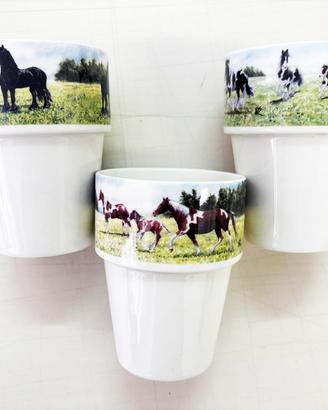 Bicchieri in ceramica motivo cavalli