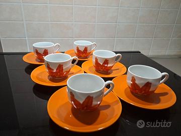 6 tazzine da caffè espresso con piattino