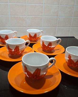 6 tazzine da caffè espresso con piattino
