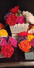 rose in carta crespa