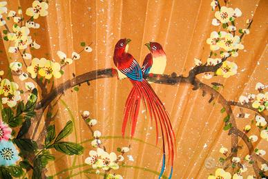 Ventaglio da Parete Orientale fiori e uccelli