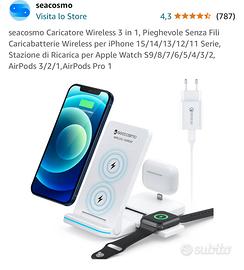 Caricatore wireless Iphone, Apple Watch, AirPods