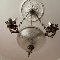 lampadario vetro e bronzo