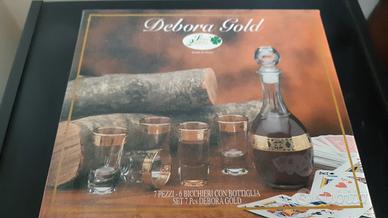 set di bicchierini con bottiglia Debora Gold