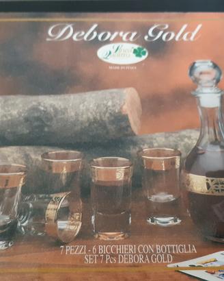 set di bicchierini con bottiglia Debora Gold