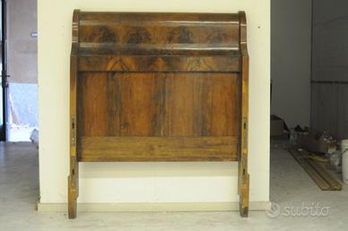 Letto singolo a barchetta con inserti in radica