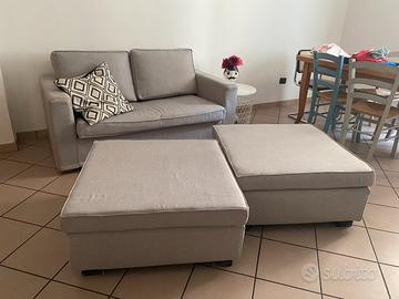 Divano letto a 2 posti con pouf/chaiselongue