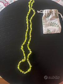Collana verde in pietra dura lunga 40cm
