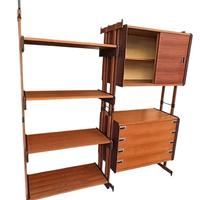 Parete libreria in teak ed ebano anni 60'