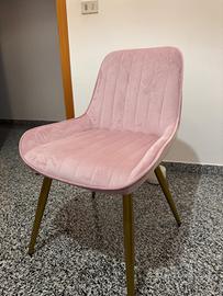 Sedia in velluto rosa