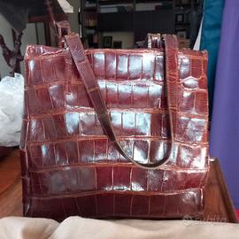 Tardini borsa coccodrillo marrone