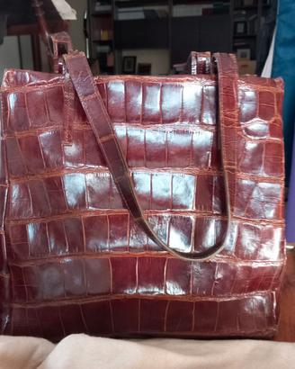 Tardini borsa coccodrillo marrone