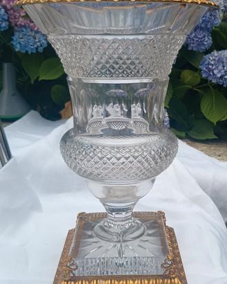 Vaso in cristallo di Boemia e bronzo