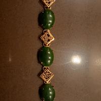 bracciale vintage color oro  e giada verde