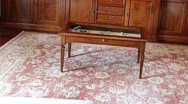 consolle contenitore in legno e vetro