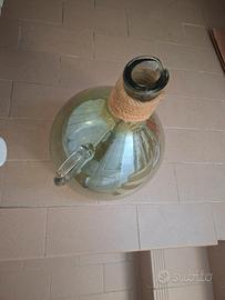 Damigiana in vetro con manico e corda juta