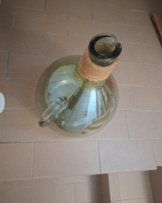 Damigiana in vetro con manico e corda juta