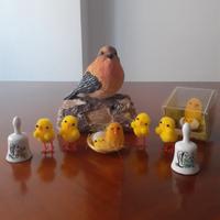 Passero su tronco, campanelle pulcini NUOVI