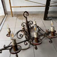 Lampadario ferro battuto