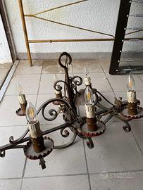Lampadario ferro battuto