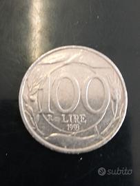 Moneta ,100 lire, anno 1993. ,Italia