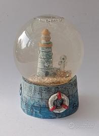 Palla di neve faro e ancora H cm 9