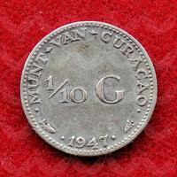 NEDERLAND 1947 Moneta Argento 1/10 Gulden