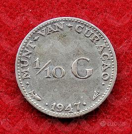 NEDERLAND 1947 Moneta Argento 1/10 Gulden