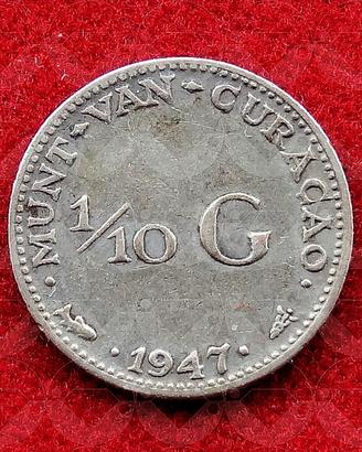 NEDERLAND 1947 Moneta Argento 1/10 Gulden