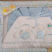 Completo lettino in flanella Bianco e Azzurro