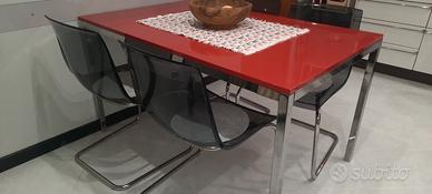 4 sedie Ikea grigio  trasparente, gambe acciaio