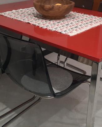 4 sedie Ikea grigio  trasparente, gambe acciaio