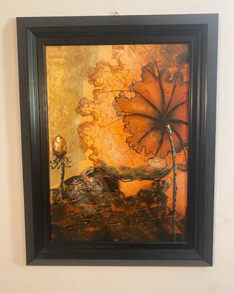 Quadro moderno materico con cornice nera – 68x88 c