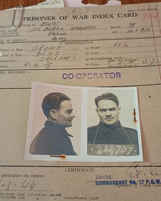 scheda prigioniero di guerra 