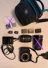 KIT CANON EOS 2000D + batt, caric, obb, zaino, sim